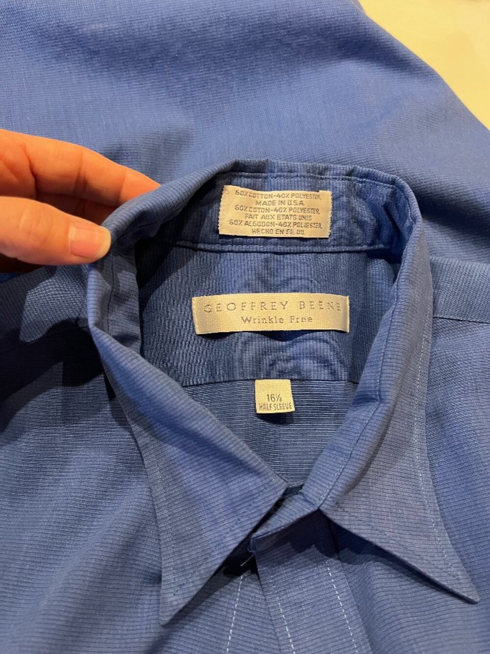 Geoffrey Beene Men's Short Sleeve Button Down Shirt - Blue 16 1/2 (Large)